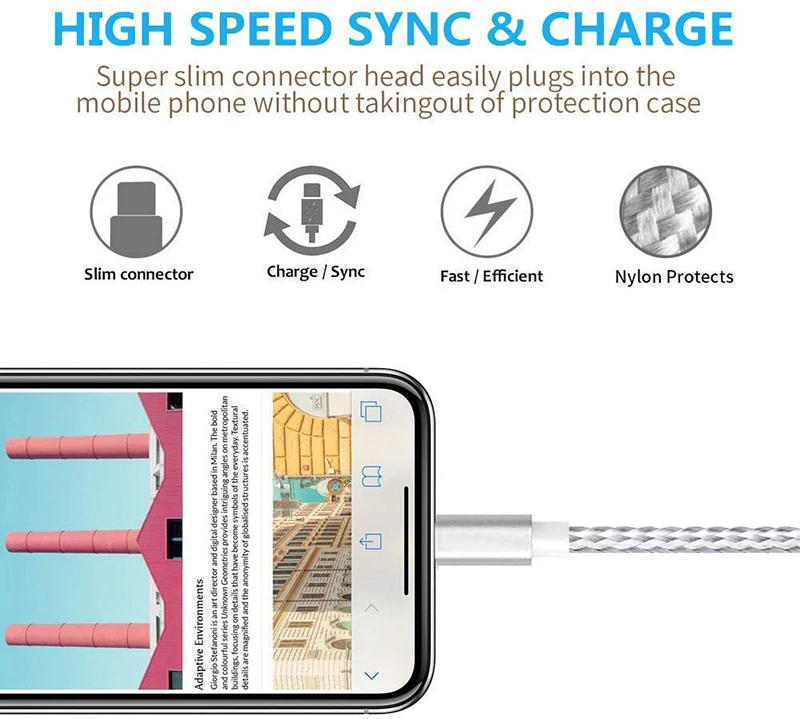Long Fast Charger  For iPhone SE/6/7/8/XS/XR/11 12 PRO, 3 miter Aluminum Nylon Braided USB Data Sync For iPhone Charging Cable