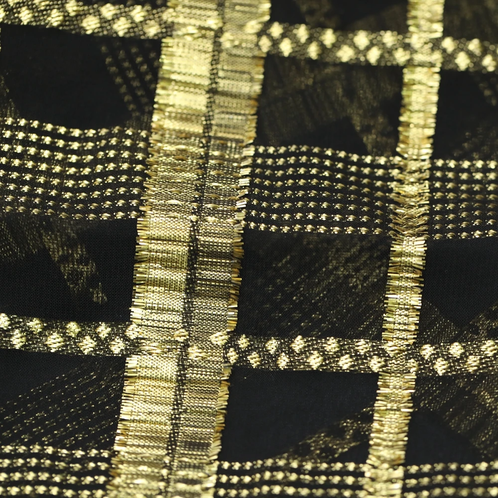 Novelty design Plaid rayon Jacquard fabric metallic silk lurex fabric 2021