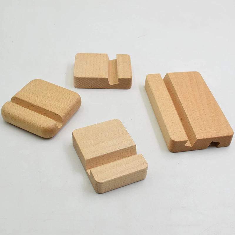 Wooden phone holder Beech square base bracket mobile phone bracket accessories lazy mobile phone holder Desktop stand