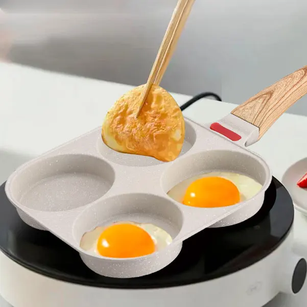 Household four-hole breakfast fried egg burger machine non-stick mini flat pancake frying pan kitchen supplies cookware tools