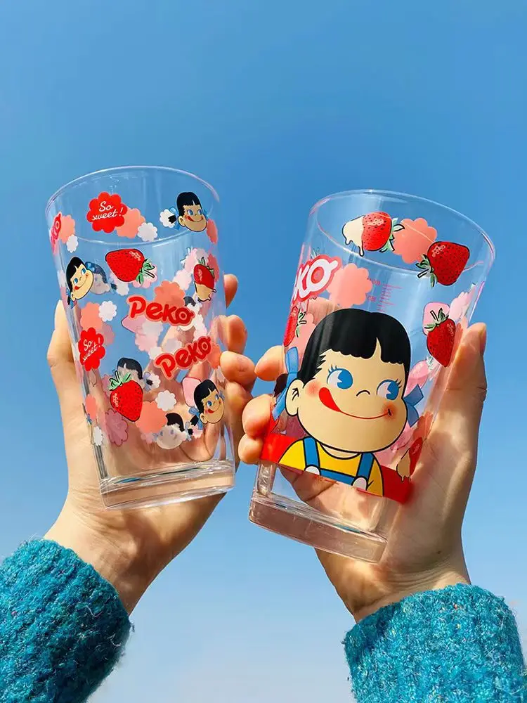 Girls Heart Milk Straw Glass Cup No Two Beverages Juice Cup Cartoon Picture with Lid Coffee Cup