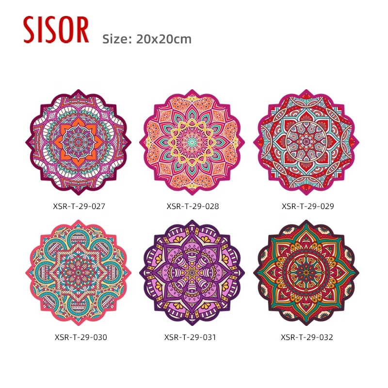 Boho Spanish Printing Heat Resistant Ceramic Trivet Mat Italy Mandala Customizable Sublimation Ceramic Placemat
