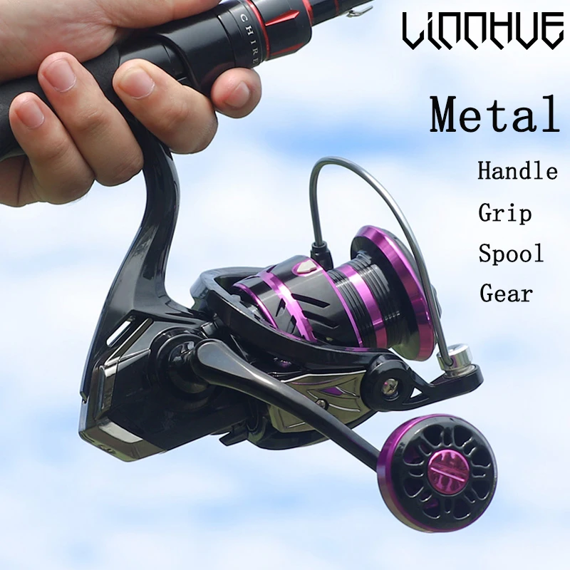 LINNHUE Reel Fishing 500 800 1000-7000 Metal Spool Handle 10KG Max Drag Spinning Reel Fishing Accessory Pesca Sea Fishing Reel