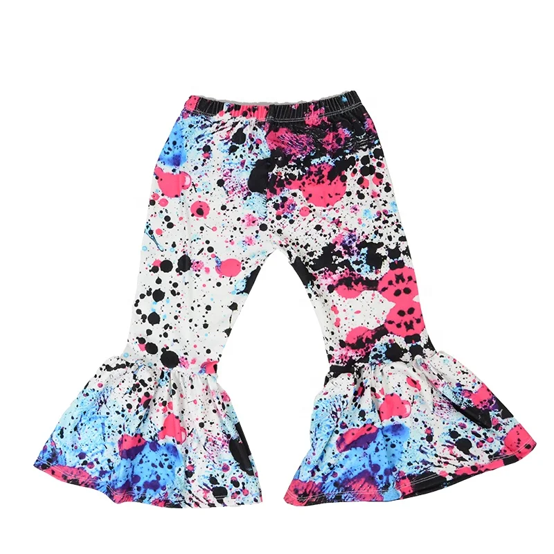 
Spring Kids splater Flare Pants Girls Wide Legging Pants For Girls Trousers boutique Baby Kids Bell Bottoms 