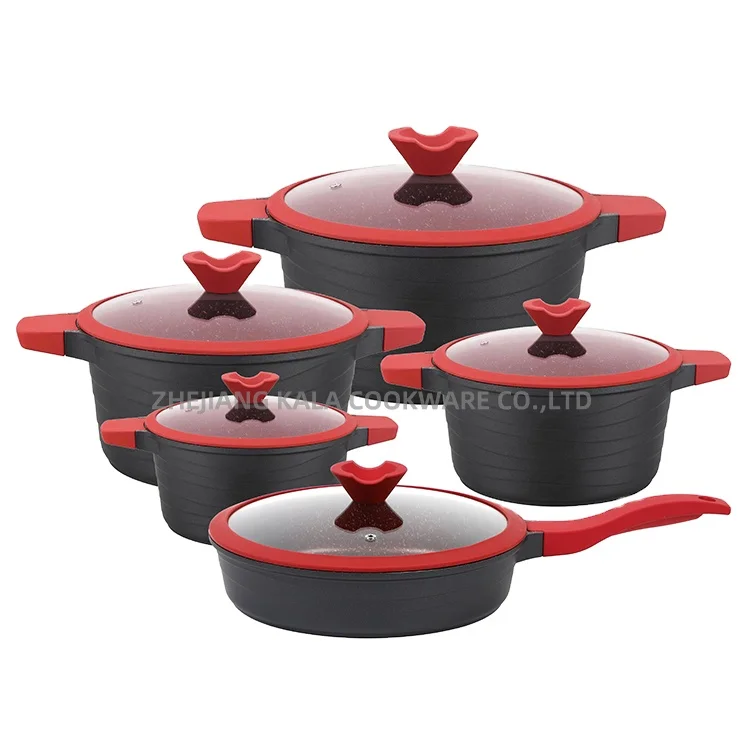 Лидер продаж, кухонный поставщик, Гранитная Антипригарная посуда, набор мраморных алюминиевых кастрюль для приготовления пищи, оптовая продажа, набор кухонной посуды