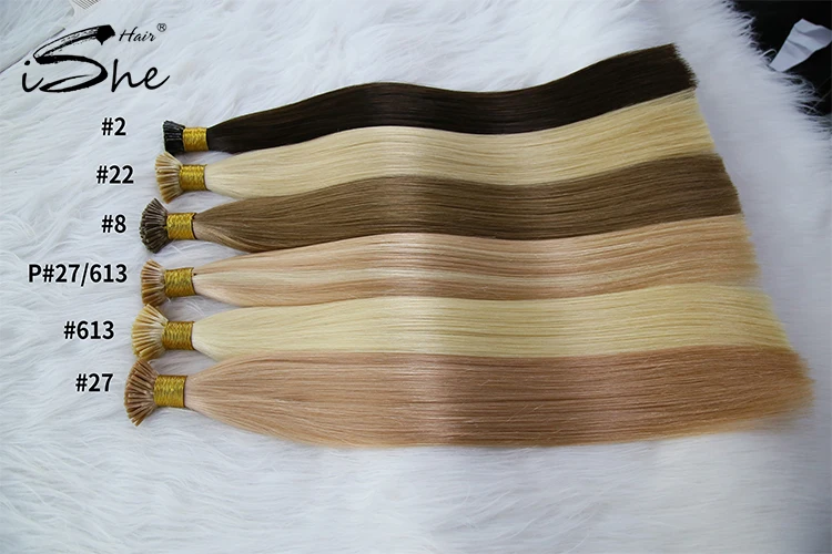 Wholesale 100% Human Hair Double Drawn Prebonded Russian Hair Cuticle Aligned I Tips Human Hair Extensions