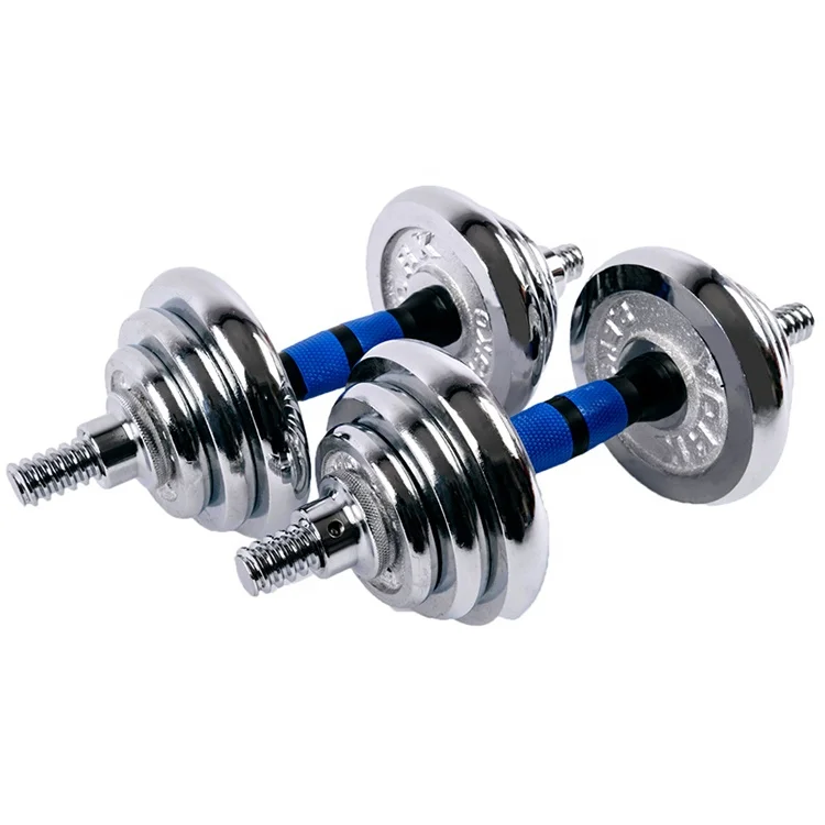 10/15/20/30/40 kgs Gym Cast Iron Equipment Free Weights Lifting Barbell Chrome Dumbbell Set