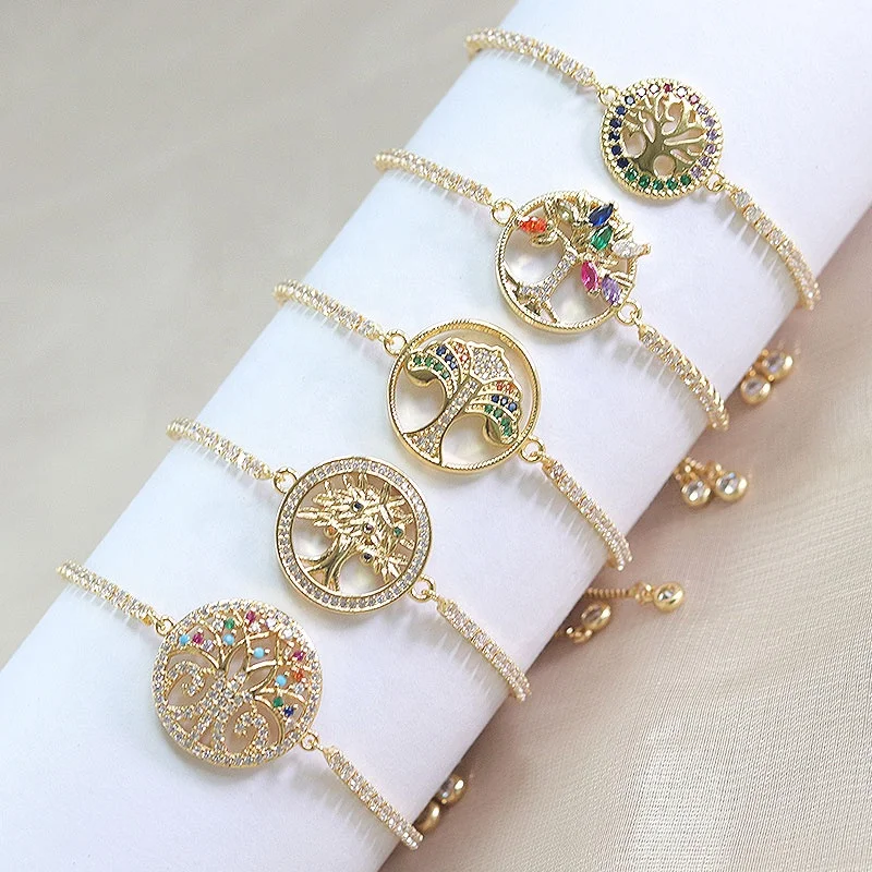2021 trending products fashion jewelry rainbow zirconia The tree of life bracelet