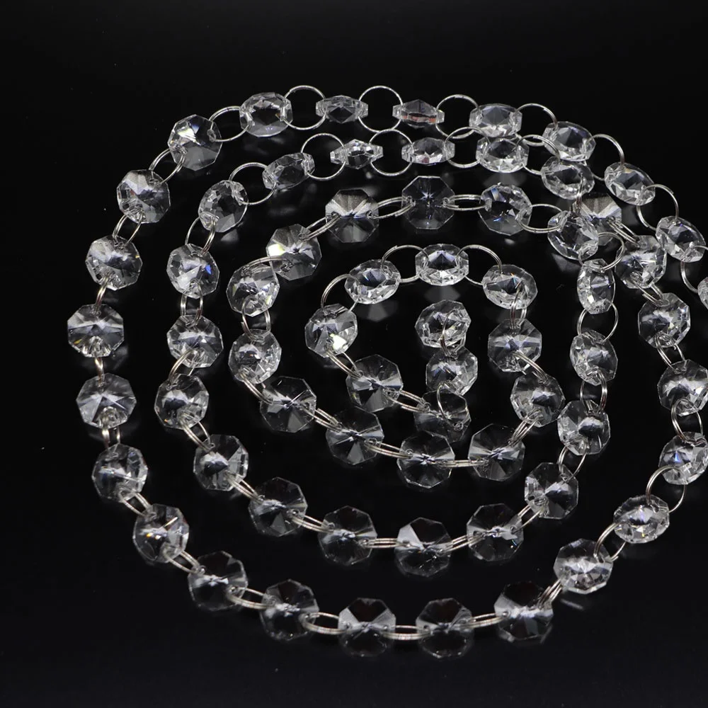 K9 Best Quality 5meter Clear Glass Octagon Beaded Garland For for wedding decoration