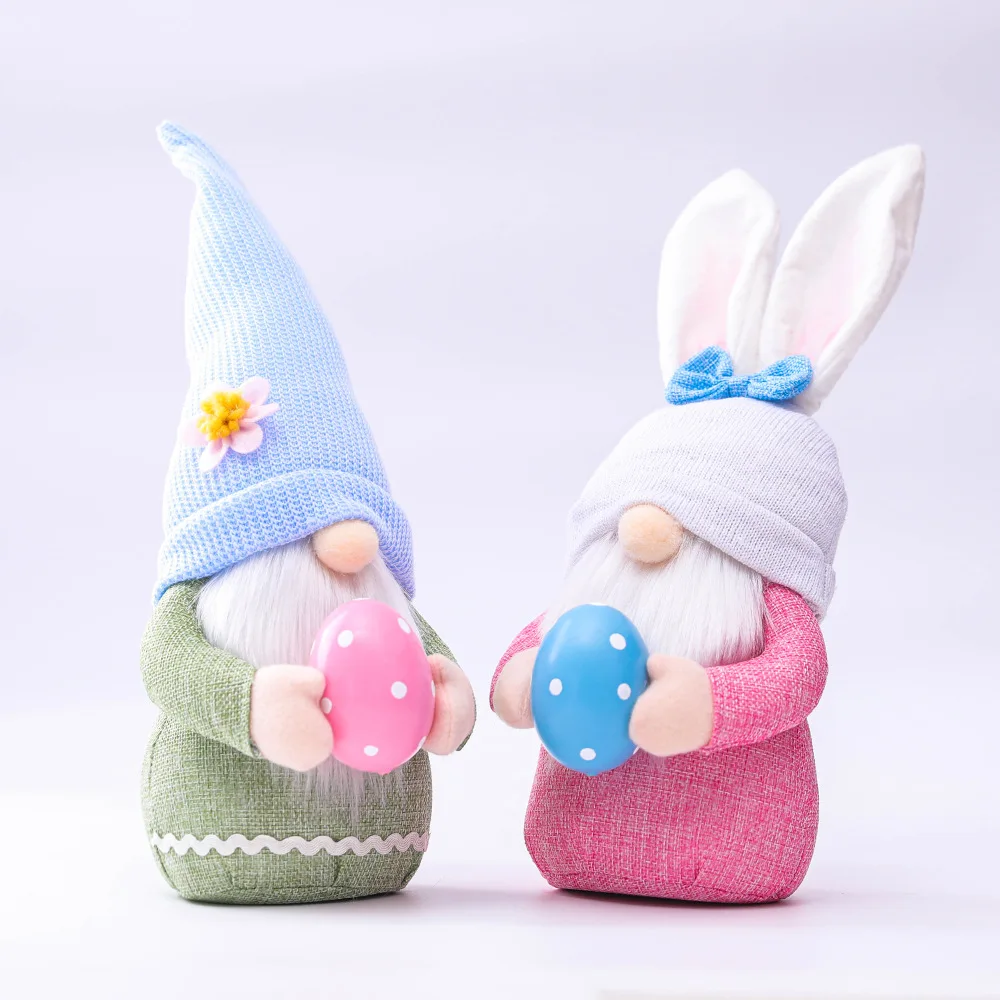 Easter Handmade Gonk Tiered Tray Crafts Swedish Gnome Holding Eggs Spring Holiday Decorative Bunny Easter Gnome Plush Doll