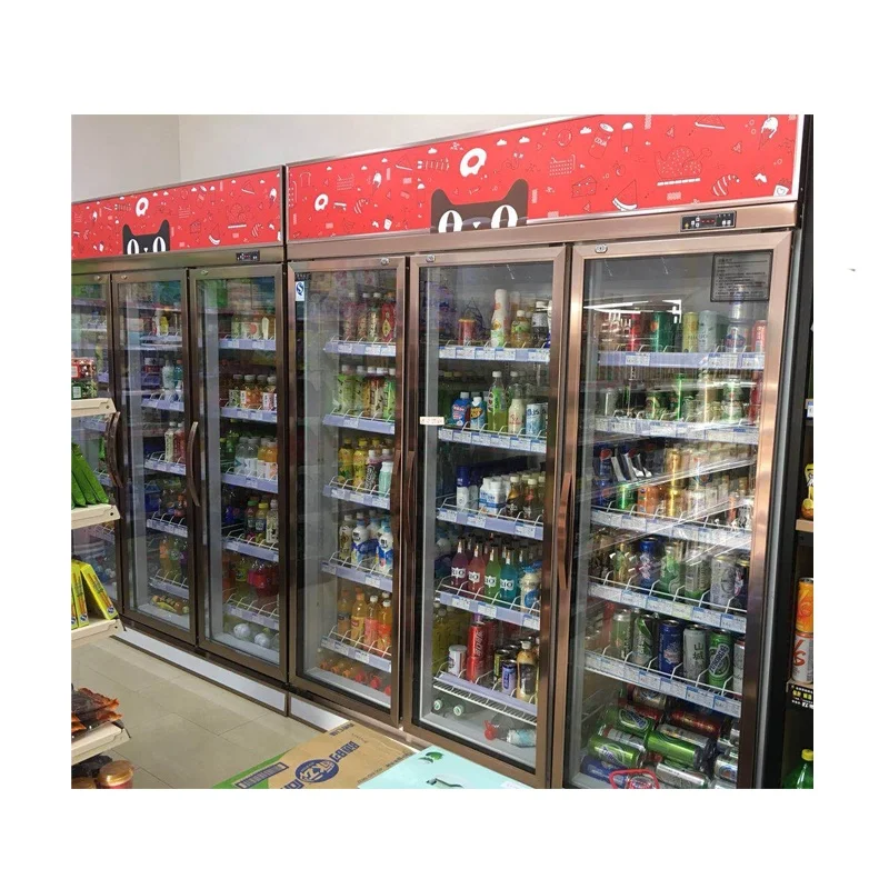 Commercial supermarket refrigeration equipment pepsi vertical 3 glass door display refrigerator