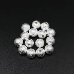 100pcs/lot 4 6 8 10 12mm Silver Gold Round Copper Spacer Beads Frosted Ball End Seed Beads For Necklace Bracelet Jewelry Making