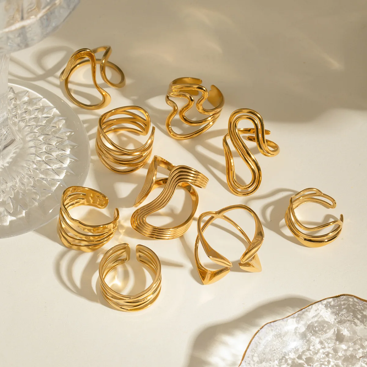 Gold rings set for women girls jewelry designer rings