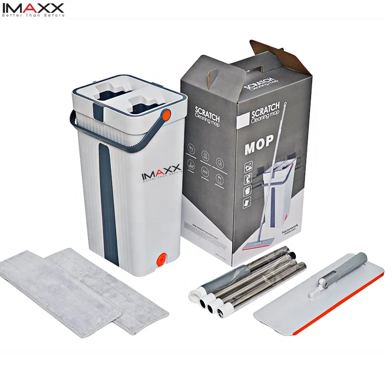 IMAXX Microfiber Flat Mop and Bucket High-Efficiency Cleaning Tool for Floor Cleaning