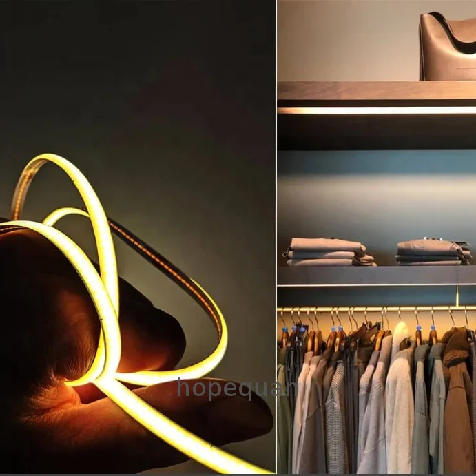 Slim Dot free Light Dc24v 12v single white Cob Led Strip Lights White Warm White 504leds/m Strip Led Cob 5mm