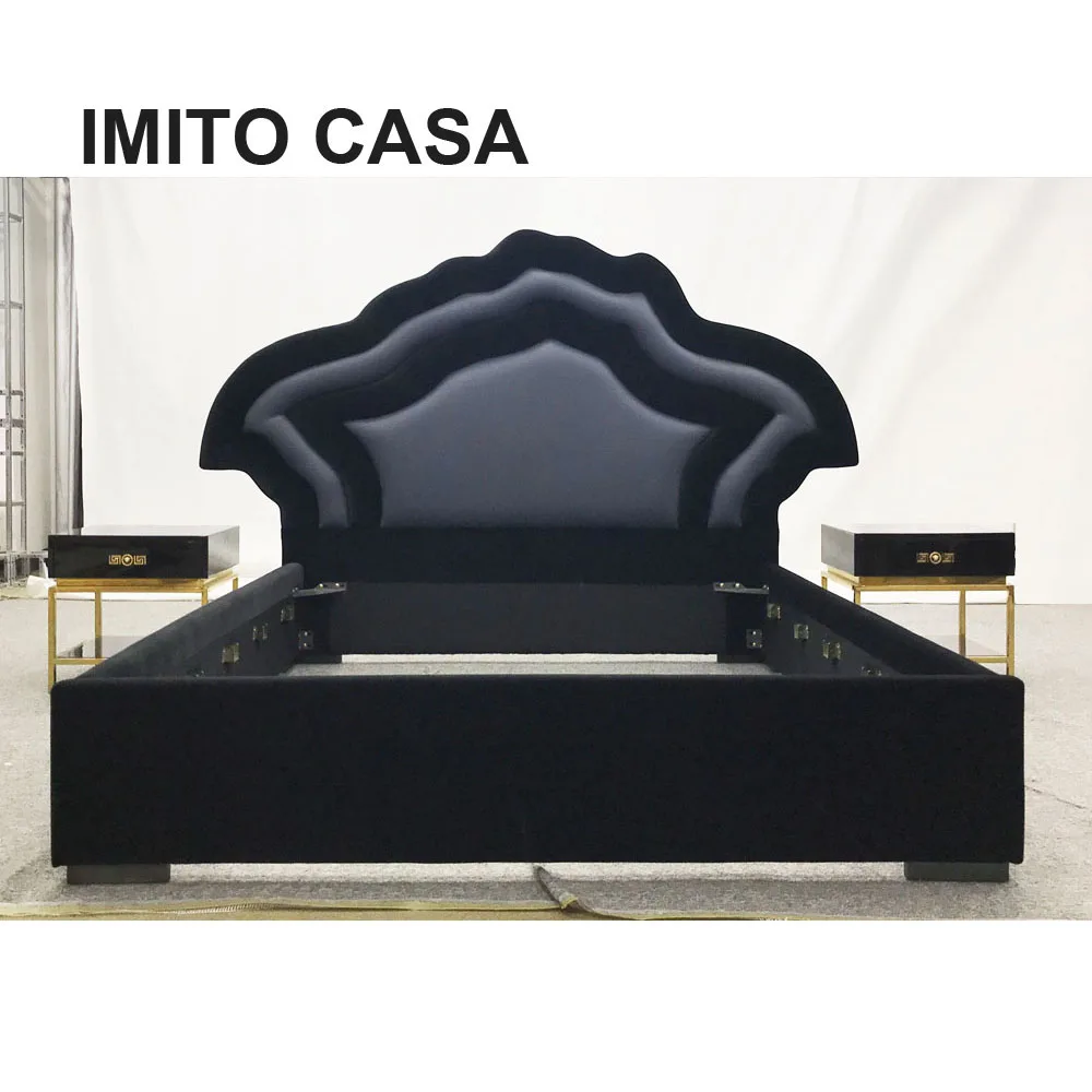 
Amazing Italian Luxury Furniture Fashionable Leather Upholstery Bed High End Quality King Size Double Bed Dreamlike Bedroom Set 