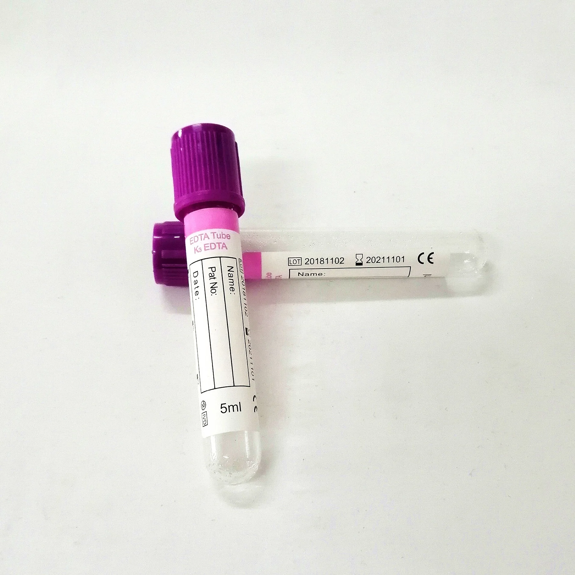 Cheap price Purple cap glass test tube vacuum blood collection tube edta k2 k3 5ml blood tube