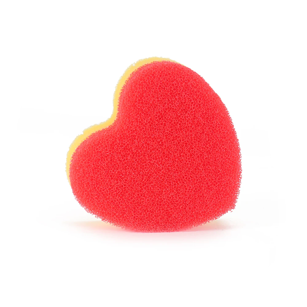2-in-1 Material Heart-shaped Silicone Sponge Cleaning Pad, Used for Kitchen Cleaning