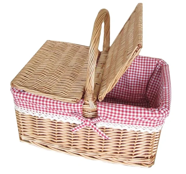 Wicker Picnic Basket with Handle Wicker Hamper Kit Natural Willow Storage Tableware Basket Customized 7-10 Days Custom Size LQ