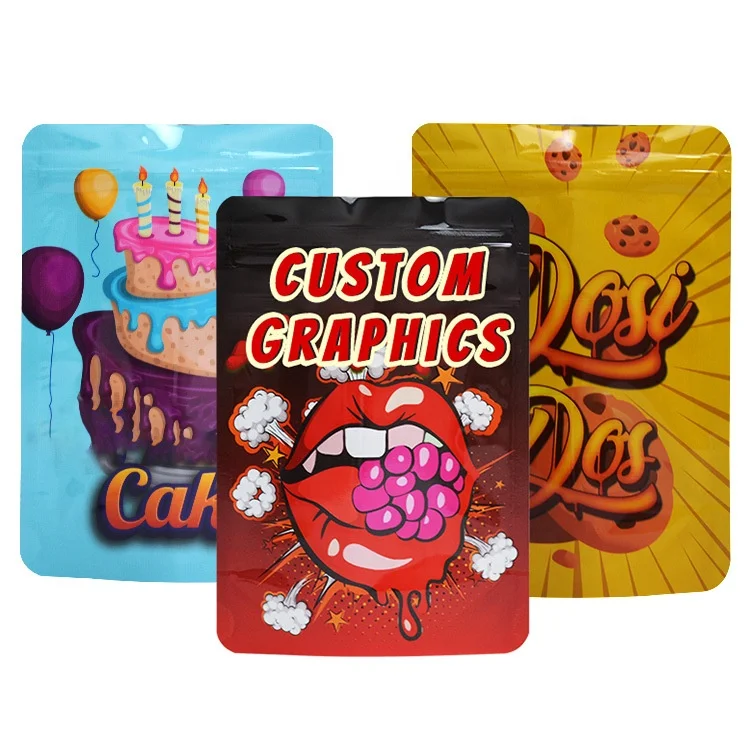 Custom Design Resealable Freeze Dried Candy Aluminum Foil Doypack Stand Up Pouches Ziplock Mylar Bags For Food Packaging