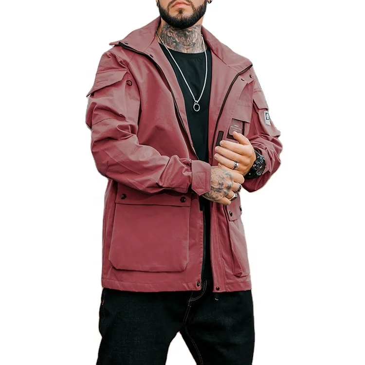 
Custom Turkish Men Popular Hip Hop Bomber Plus Size Coats Pink Jacket 