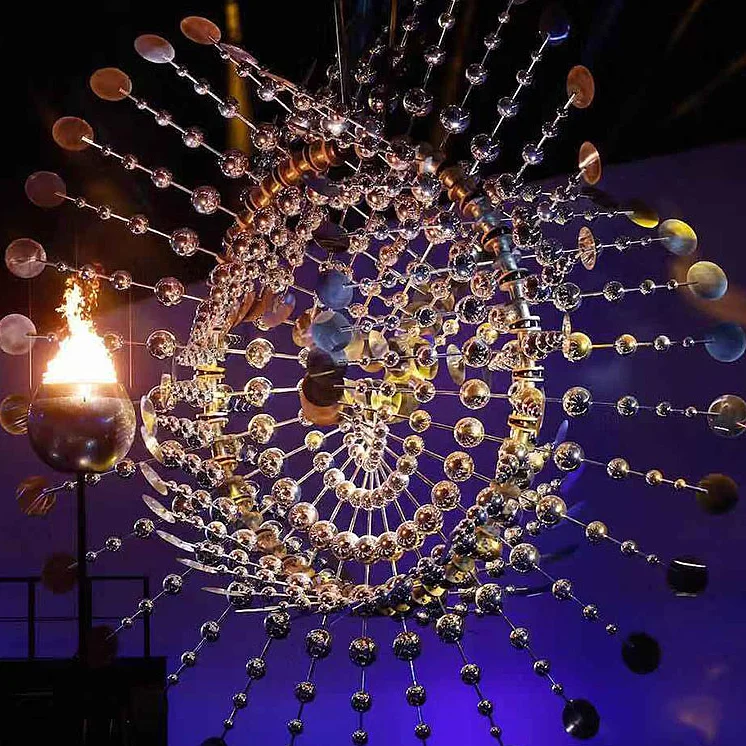 high quantity modern wonder abstract metal custom LED lighting wind kinetic sculpture for park