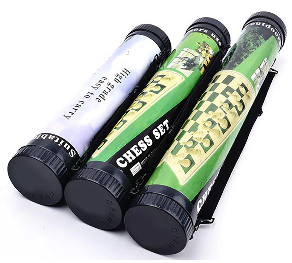 Ajedrez Se Vnilo Enrrollanble and Vinyl Chessboard Wholesale Plastic Barrel Portable Chess Games