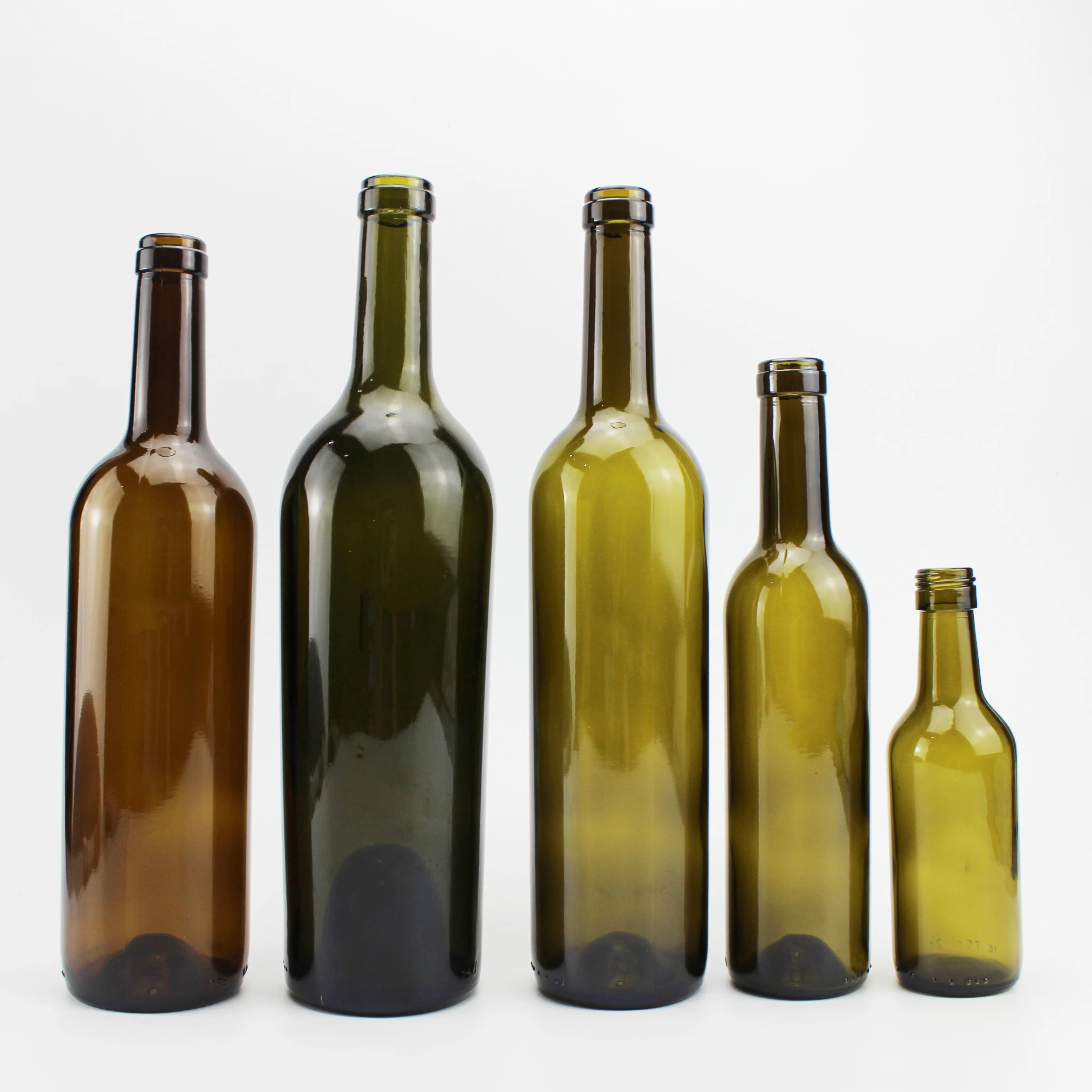 Wholesale brown green black 187ml 375ml 500ml 750ml empty wine glass bottle