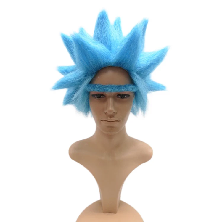 Novelties Halloween Wigs Rick and Morty Rick Sanchez Hairstyle Cosplay Party Natural Synthetic Costume Blue Wigs