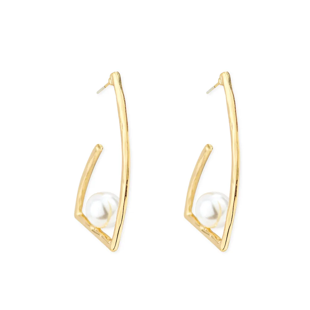 
s925 sterling silver Geometric Gold Plated Earring Pearl Hook Earrings gold filled earring hooks 