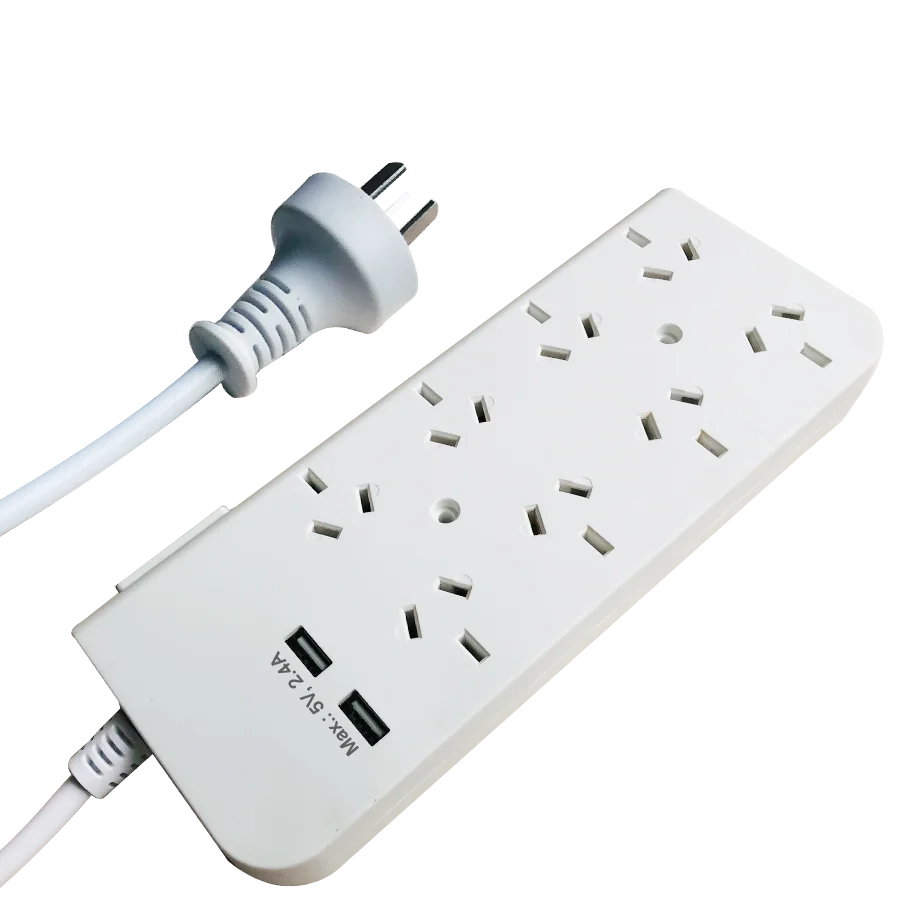 Market 5 Tom Electrical Socket Outlets Power Strip for Argentina Hot Sale 220V~250V with 2 USB Ports 5V, 2.1A Extension Socket