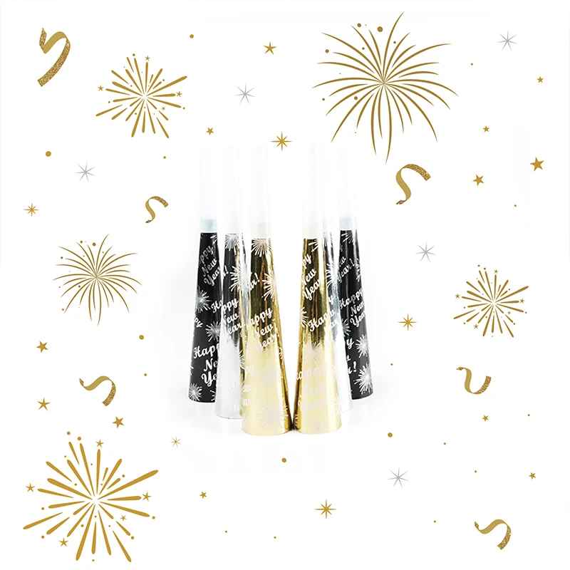 Confetti Poppers Cannon Party Popper Happy New Year Gold Black Confetti Cannons Custom Cartoon Party Supplies For Celebrations