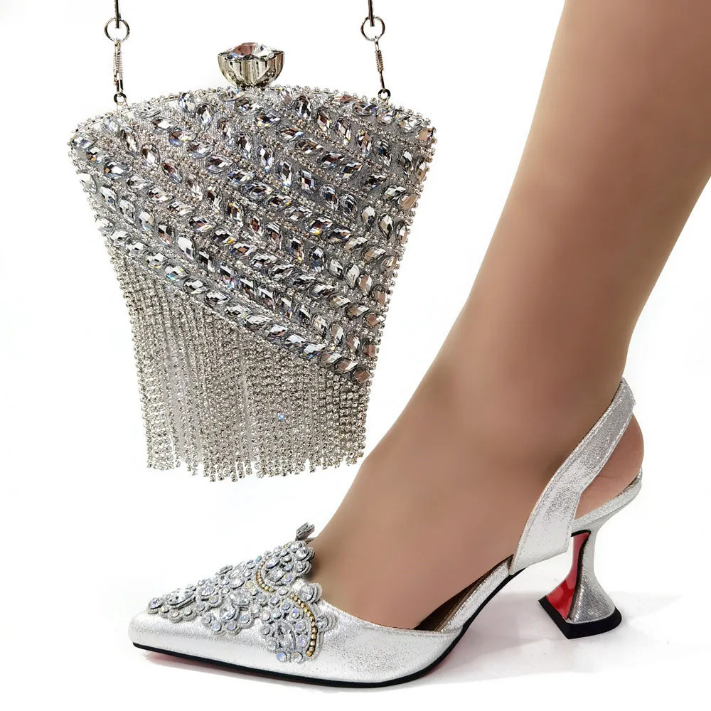 Matching lady handbag shoes and bags set women heels sets purse lace-up for wedding shoes to match bag set women party shoes