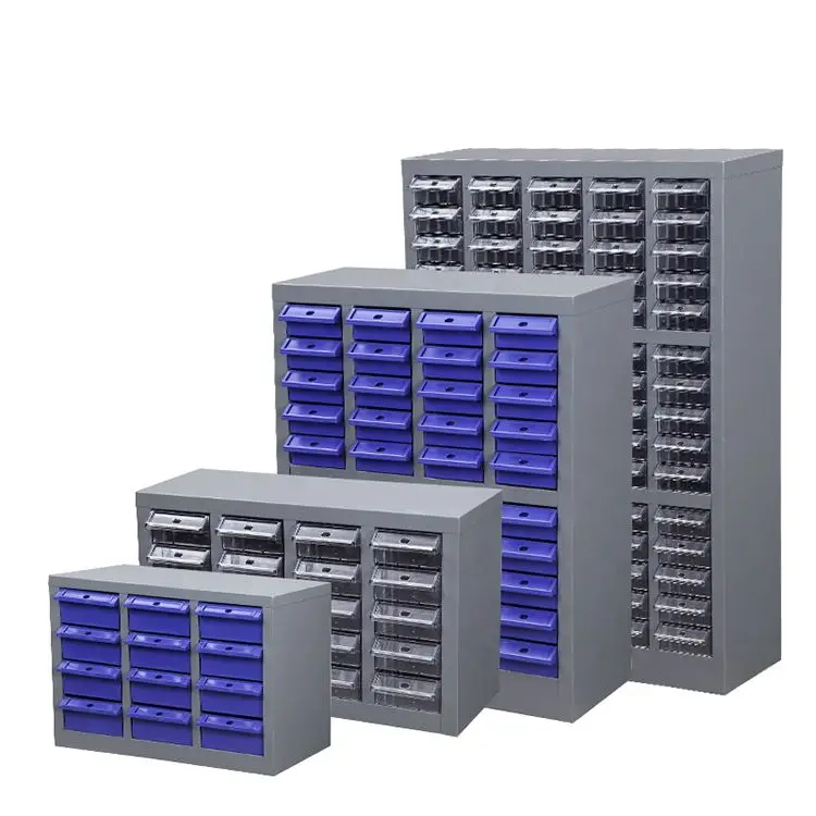 Heavy duty store small bolt screw parts plastic drawer lockable metal cabinet storage organizer with door