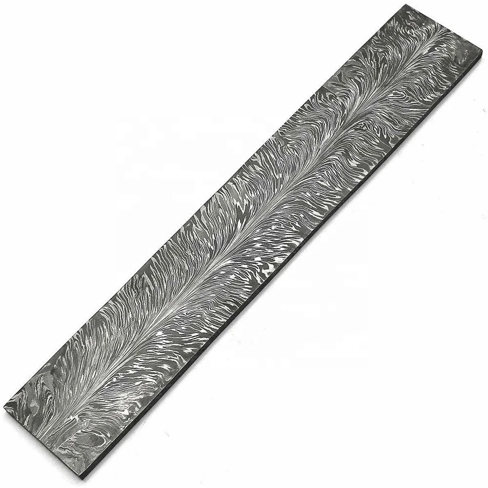
Custom Handmade Damascus Steel Feather Pattern Billet Bar Blank Blade 