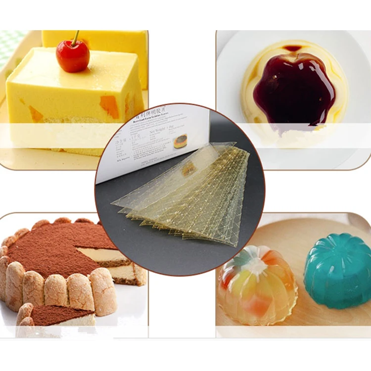 Top Sell Food Grade Bakery Ingredient Gold Flake Leaf Gelatin Sheets For Cheesecake