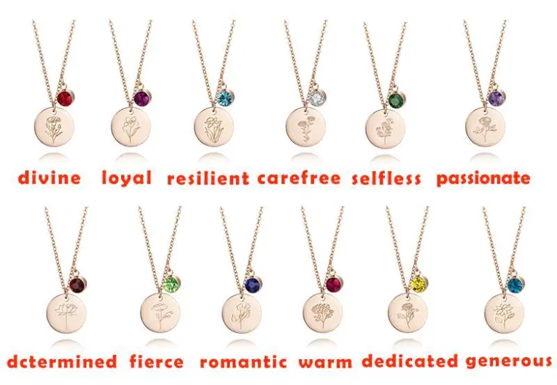 Bridesmaid Proposal Best Friend Birthday Gift Pendant Necklace Stainless Steel Birth Month Flower Necklaces