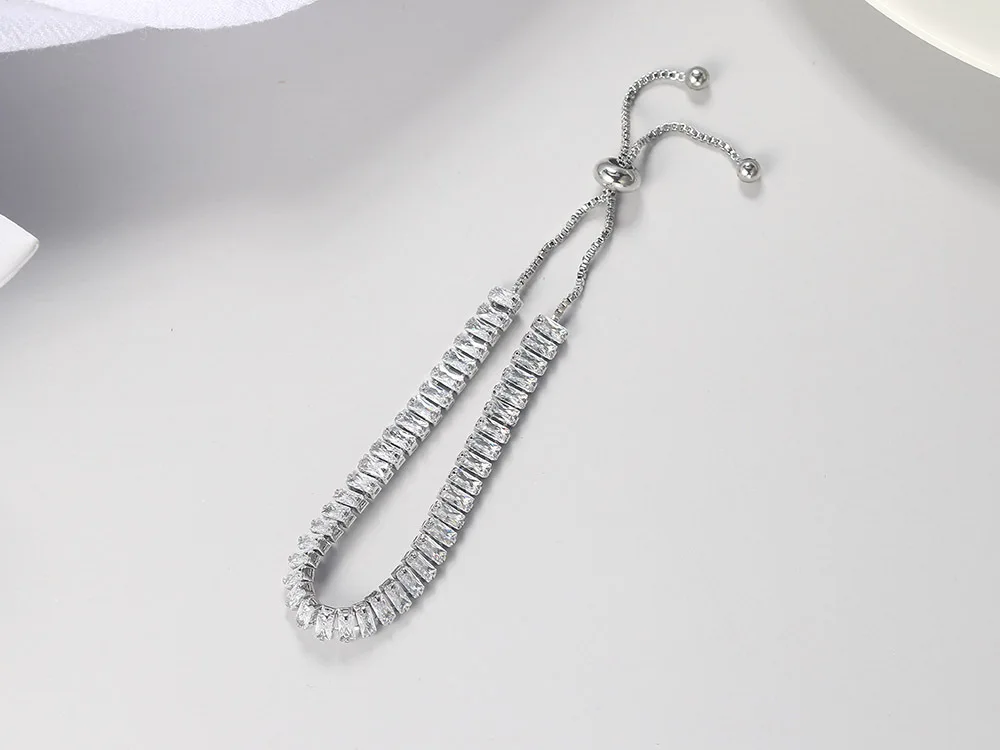 RFJEWEL Best Seller Gold Rose Gold Black Gold Plated Colorful Birthstone Adjustable Bracelet With Rectangle Gemstones For Women