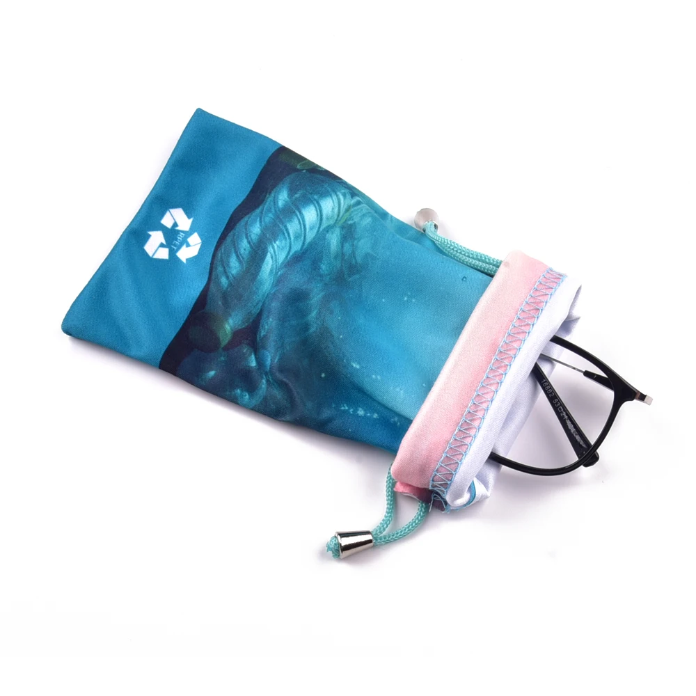 JAYQI Custom High Quality Microfiber RPET Soft Cases Pouch Bag With Clean Cloth For Sun Glasses Sunglasses Eyeglasses