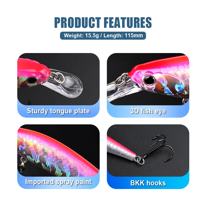 THORFORCE fishing supply suspending minnows 115mm 15.5g pesca saltwater freshwater floating jertbait minnow lures