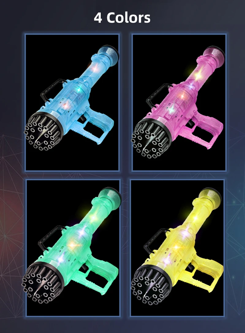 Outdoor Rocket Boom Machine Kids Electric Toy Light Gattling 21 Hole Bubble Gun Shooter