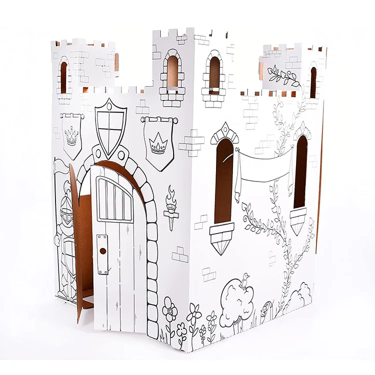 Fairy Tale Castle Kids Art Craft Indoor Outdoor Fun Color Draw Doodle Decorate Personalize a Cardboard Fort Age 3+ White