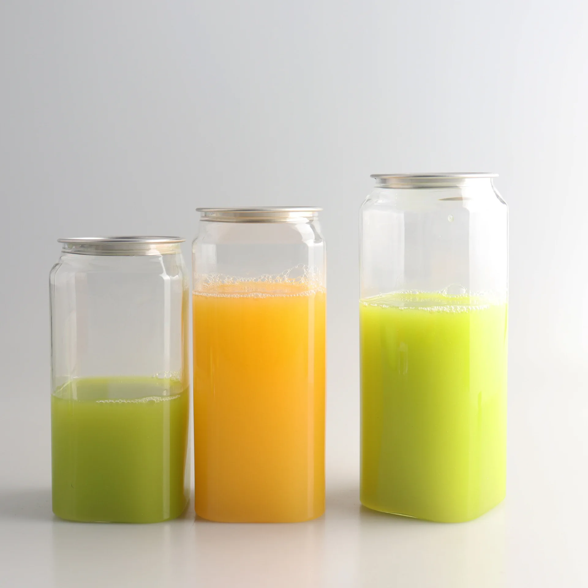 250 350 500ML Food Grade Plastic PET Beverage Pull Ring Pop Top Square Shaped Can Container for Cola Juice Milk Coffee Packaging