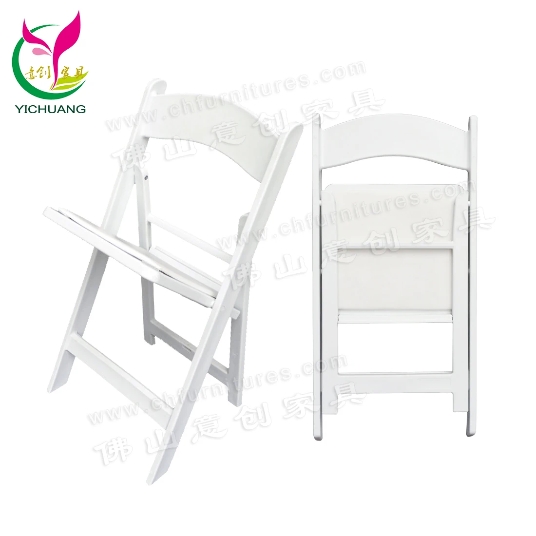 Factory Wholesale Resin White Foldable Design Plastic Wedding Outdoor Folding Chair for Bride Events