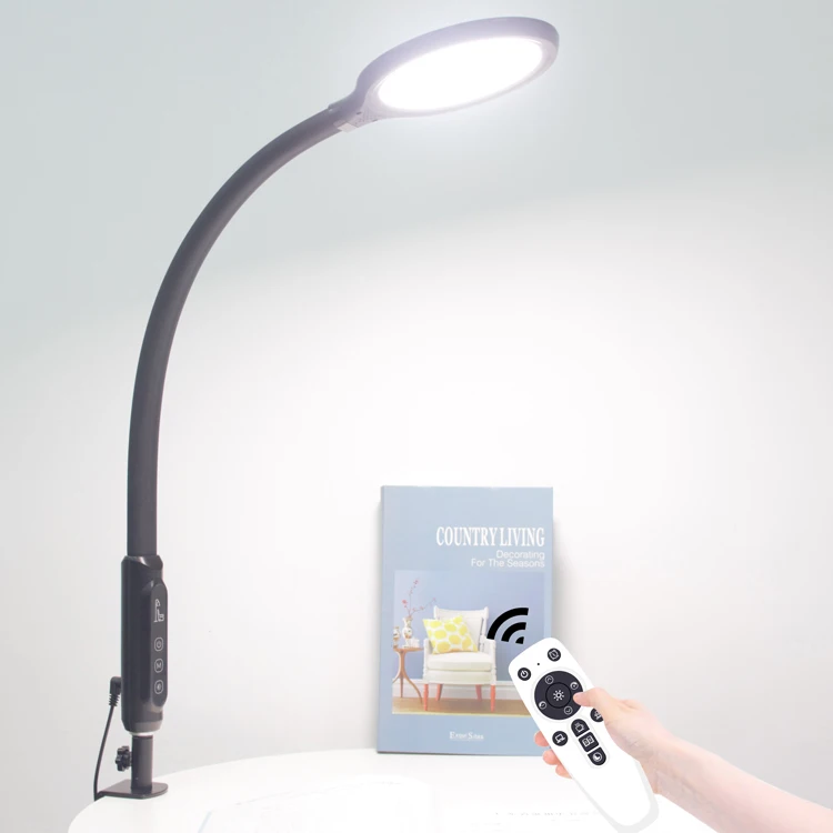 Factory EMD Long Swing Arm LED  Clamp Desk Reading Lamp 10000 Lux Light Emotional therapy lamp with Clip Remote Control 800ML
