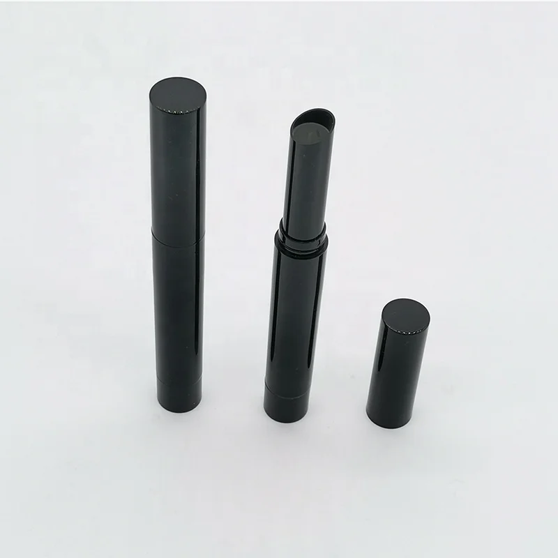 High quality slim lipstick tube round lip balm container cosmetic packaging black thin lipstick tube