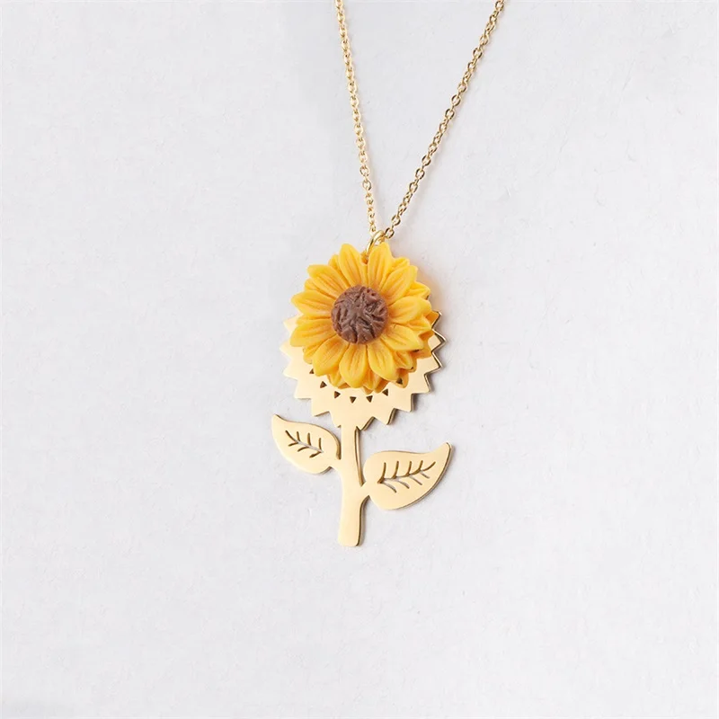 2019 Drop Necklaces Charm Sunflower Pendant Chain Jewelry For Women Simple Princess Girl Necklace