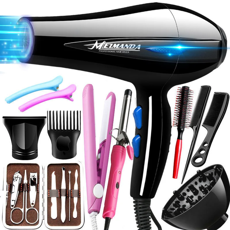 Wholesale 9 in 1 Hair Styling Set Professional Hair Dryer Curling Iron Straightener for All Hair Types Barber Blow Dryer OEM