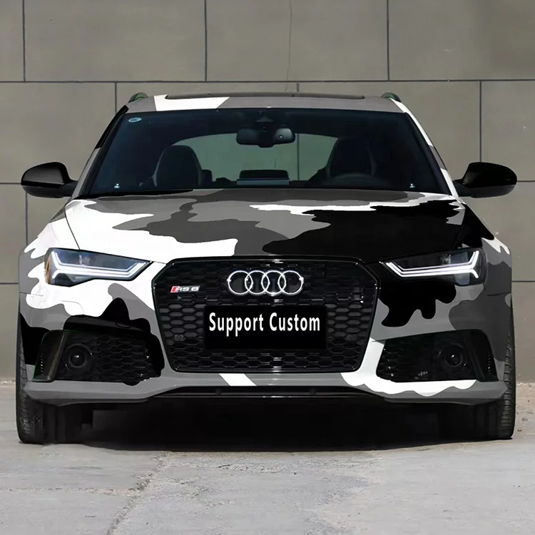 5 years durability Auto vehicle car body wrap vinyl yellow black and white camouflage vinyl wrap