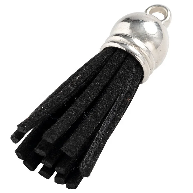 100pcs/lot 35mm 21 Stock Color High Quality Leather Suede Cord Tassels Silver Gold Plated Cap Jewelry Trims